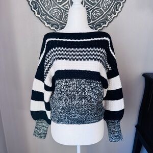 Express Black and White Striped Sweater